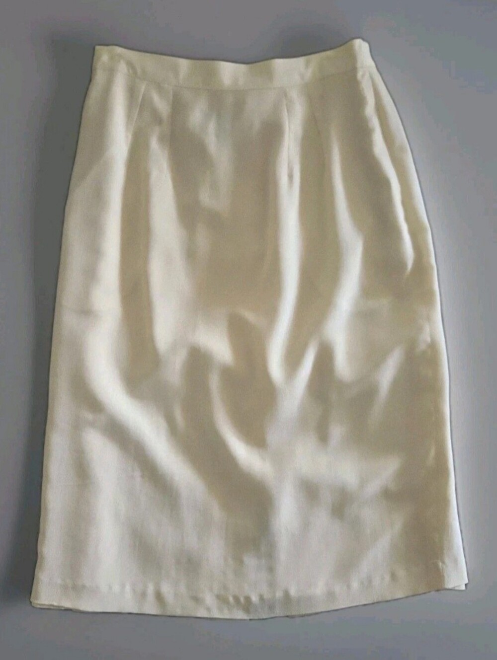 Vtg Butter Yellow 100% Silk Pencil Skirt, 4/6, Capsule